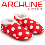 ARCHLINE Orthotic Slippers CLOSED Back Scuffs Moccasins Pain Relief - Red Polka Dots - EUR 39 V563-AS501-39