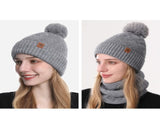 Women's Fashionable Winter 3-Piece Set Knit Hat, Scarf, Gloves. A must-have for outdoor skiing V1265-AU-055-HUI