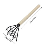 Clam Rake with Mesh Net,Carbon Steel Clamming Shell Digger,Wooden Handle Sand Sifting Tool for V1369-AZ3-W-14723