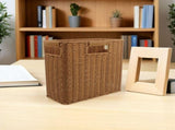 Tall Narrow Woven Storage Basket in Dark Brown for Home Organization, Stylish Space Saving and V1369-AZ3-W-18813
