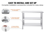 Stainless Steel Food Prep Table, 18 x 36 x 34 Inch Commercial Kitchen Worktable, with 2 Adjustable V952-CFBXGGZTSCGZKRMMXV0