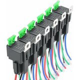6 pcs 12V 30A Fuse Relay Switch Harness Ato/Atc Blade Fuse, 5 Pin Spst Automotive Electrical Relays V1188-MS-227-2125