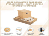 10Pcs Corrugated Cardboard Storage Boxes Multi-Purpose Organising Cartons V63-954051