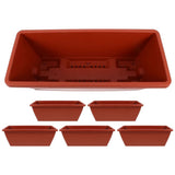 Set of 6 Dark Red Plastic Flower Pots, Thickened Bonsai for Indoor and Outdoor Home Gardening V1369-AZ3-W-19288
