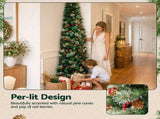 Jingle Jollys 2.1m Artificial Slim Christmas Tree Pine Cone Berry Decor Corner XM-TR-SLIM-7FT-CORNER