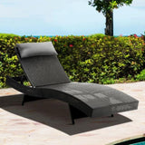 Gardeon Sun Lounge Wicker Lounger Outdoor Furniture Beach Chair Garden Adjustable Black FF-LOUNGE-WA-BK