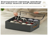 Premium Heavy Duty Shoe Storage Box 16 Grids Beige 43cm Cube Foldable Fabric Wardrobe Organiser with V888-ELOSUNG41555