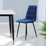 Levede 4x Dining Chairs Kitchen Velvet Blue CH1057-FL-4-BLX2