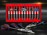 12-Piece Steel Tip Dart Set with Sharpener, Aluminum Shafts, PET Glitter Flights, Stainless Iron V1232-FBTZ-001