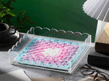 Acrylic Scalloped Tray 9x9inch Large Clear Acrylic Tray with Drawer for Insert Photos, Art, and V1370-AZ4-10347