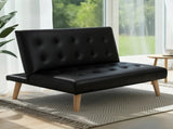 Artiss Sofa Bed Couch 1 Seater Lounge Fabric Black SBED-E-SOLO86-PU-BK