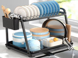 CARLA HOME 2-Tier Dish Drying Rack for Kitchen Countertop with Drainage Tray, Utensil Holder, V178-36325