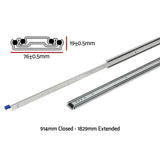 Giantz 2x Drawer Slides Full Extension Locking 227kg 914-1829mm Length DS-76MM-914-SI