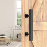 12" Square Pull and Flush Door Handle Set Black Barn Door Hardware V63-831831