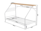 Artiss Single House Bed Frame Metal Canopy Bed Storage Shelf for Kids White MBED-D-HOUSE-S-WH-AB