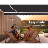 Instahut Retractable Folding Arm Awning Motorised Sunshade 5Mx3M Grey AWN-B-ARM-REMOTE-50X30-GREY