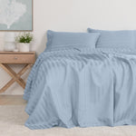 KENSINGTON 1200TC COTTON SHEET SET IN STRIPE-KING - CHAMBRAY ABM-202144