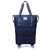 Dark Blue Large Capacity Foldable Travel Bags with Wheels - Lightweight Waterproof Duffel Totes V888-ELOSUNG11533