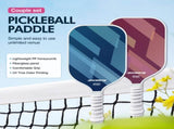 Fantasy Purple Striped Fiberglass Pickleball Paddle Set 4 Balls & 2 Lightweight Shock-Absorbing V888-ELOSUNG52055