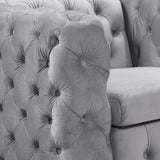 321 Seater Sofa Classic Button Tufted Lounge in Grey Velvet Fabric with Metal Legs V43-SET-JAQS-3+2+1-GR