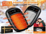 2PCS of rechargeable hand warmers with COB lights, featuring rapid heating, 3djustable modes,nd V1232-BXSNSQ001
