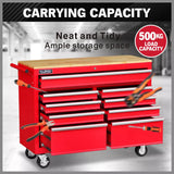 9 Drawers Tool Box Chest Cabinet Trolley Box Garage Storage Toolbox Red 1000lbs V465-86512