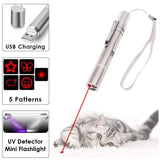 Multi-Function USB Rechargeable Laser Cat Teaser Wand with Stainless Steel Body, Ideal for V1341-ZY-XQX2MY36-SILVER