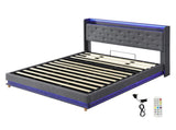 Levede King Bed Frame Gas Lift Storage LED Light USB BF1065-K