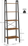 5-Tier Industrial Bookcase, Rustic Brown V178-58484