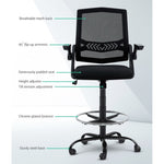 Artiss Office Chair Drafting Stool Mesh Chairs Black OCHAIR-G-RING-2003-BK