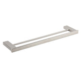 Brushed Nickel Square Towel Rail Rack 600mm Double Hanger Holder Bar Bathroom V1233-8700360BN