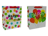 bulk 24 Large Foiled Happy Bday Gift Bag Assort 32cm V637-WRP29616