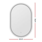 Embellir 2 LED Wall Mirror With Light 50X75CM Bathroom Decor Oval Mirrors Vanity MM-E-WALL-OVAL-LED-5075-X2