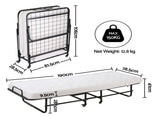 ARTISS Folding Bed with Mattress, Portable Rollaway 150kg Capacity 190CM FOLD-E-97-MAT-BKWH