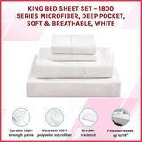 King Bed Sheet Set 1800 Series Microfiber, Deep Pocket, Soft & Breathable, White V63-953251