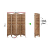 Artiss 4 Panel Room Divider Screen 160x170cm Louver Oak RD-B-0539-4P-BR