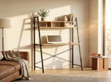 CARLA HOME Ladder Desk with Shelves - Steel Frame - Oak - 84cm - Brown - Study Desk V178-36434