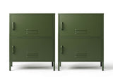 Artiss 2x Buffet Sideboard Cabinet Storage Cupboard 2 Doors Metal Green DOUBLE AI-LOCKER-SMI-GNX2