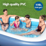 Bestway Kids Inflatable Pool Above Ground Splash Pool with Sunshade 254x178cm BW-POOL-KID-SQ-54449