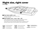 Seamanship Boat Cover 19-21ft Trailerable Jumbo Marine Grade Heavy Duty Black TJBC-1921-BK