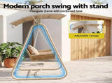 Gardeon Outdoor Swing Chair 2-Seater Rattan Seat with Canopy Beige GSC-BST-RAN-WHBE-AB