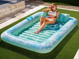 180x118CM Green Deluxe Inflatable Suntan Tub & Floating Pool Lounger with Dual Integrated Cup V888-ELOSUNG45716