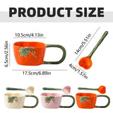 Ceramic Pumpkin Mug, Large Handle Halloween Coffee Cup, Pink Large Capacity Novelty Cup with Spoon, V1366-AZ2-W-20996
