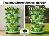 Green Fingers Garden Bed 5 Tier Vertical Garden Grey Strawberry Stackable Planters Herbs Light Green GARDEN-PLASTIC-25L-LGR