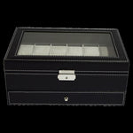 12 Grids Watch Display Case Leather jewellery Storage Box Organiser Lock Key V63-823711