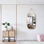 Hanging Full Length Wall Mirror - Solid Bamboo Frame and Adjustable Leather Strap for Bathroom and V178-36016