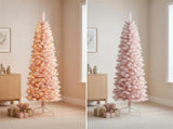 Christabelle 1.8m 6ft Pink Fairy Floss Christmas Tree Pre Lit RGB LED Flocked Slim Artificial I 112_WFLPF6