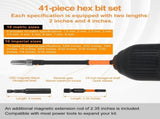 41Pcs Hex Bit Set, Dual Length Design, Precision CNC Machined, Resist Rust, for Impact Drill Home V1369-AZ3-W-12212