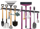 2 Pack Wall Mounted Broom Holder And Mop Organizer, Stainless Steel Tool Rack With 4 Slots And 5 V1237-ZY-807-173