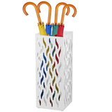 Metal Umbrella Stand Rack in White - Rectangular Design, Holds 4-8 Umbrellas, 16.5x16.5x42cm V178-59217